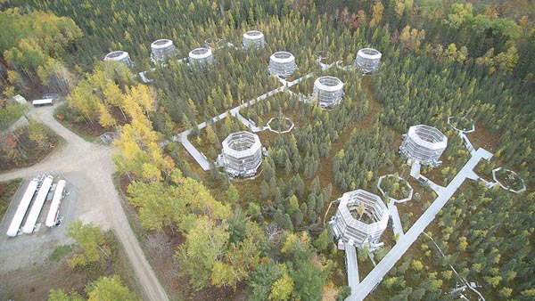 Aerial image of the SPRUCE site in October 2020.  (Photo credit: Oak Ridge National Laboratory)